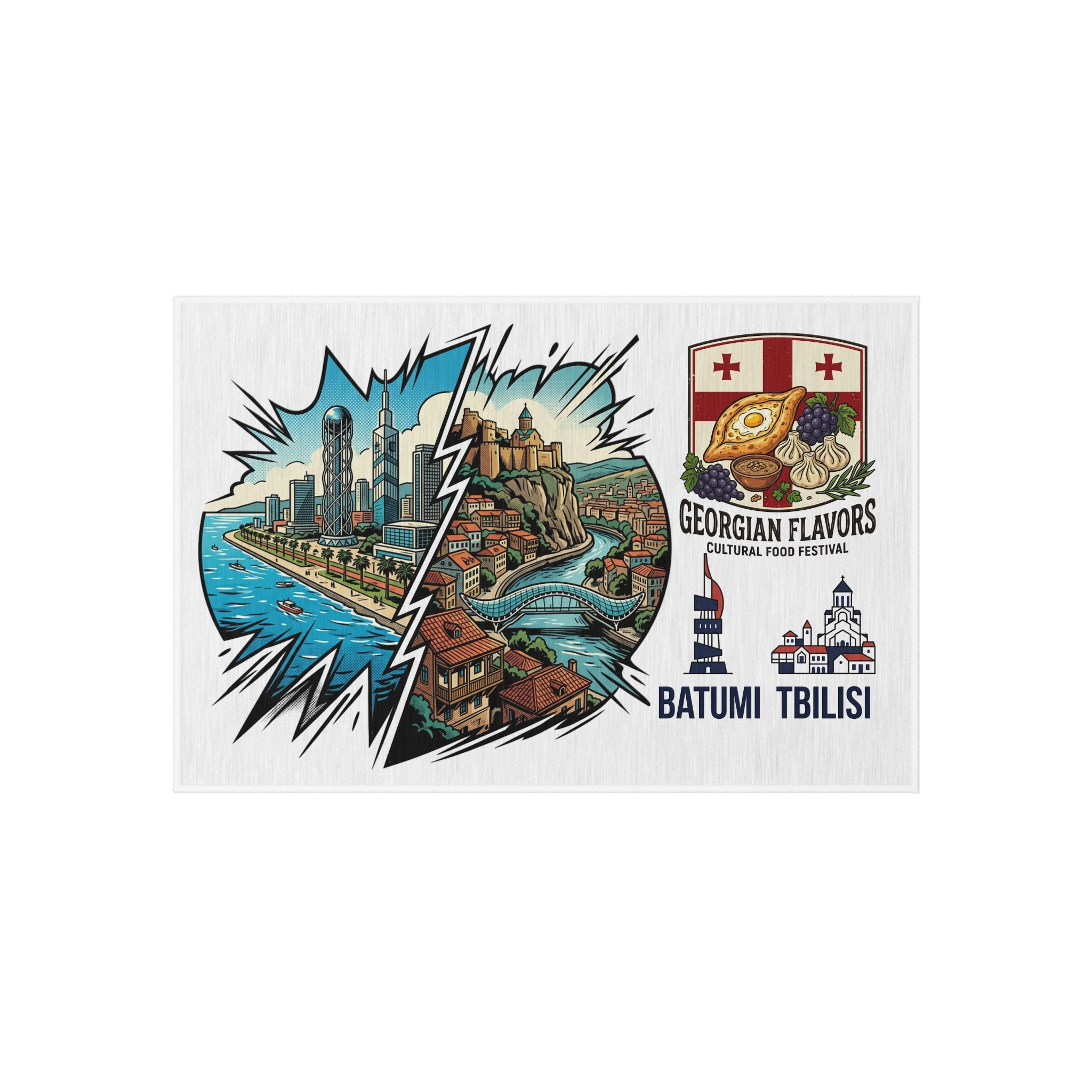 Outdoor Rug — Georgian Flavors Batumi Tbilisi Scenic Coastal Map Doormat