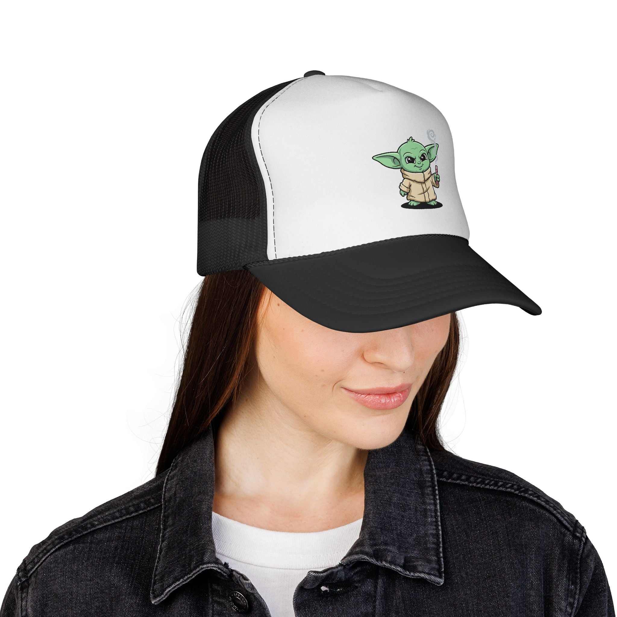 Baby Alien Trucker Cap – Cute Green Character Mesh Hat