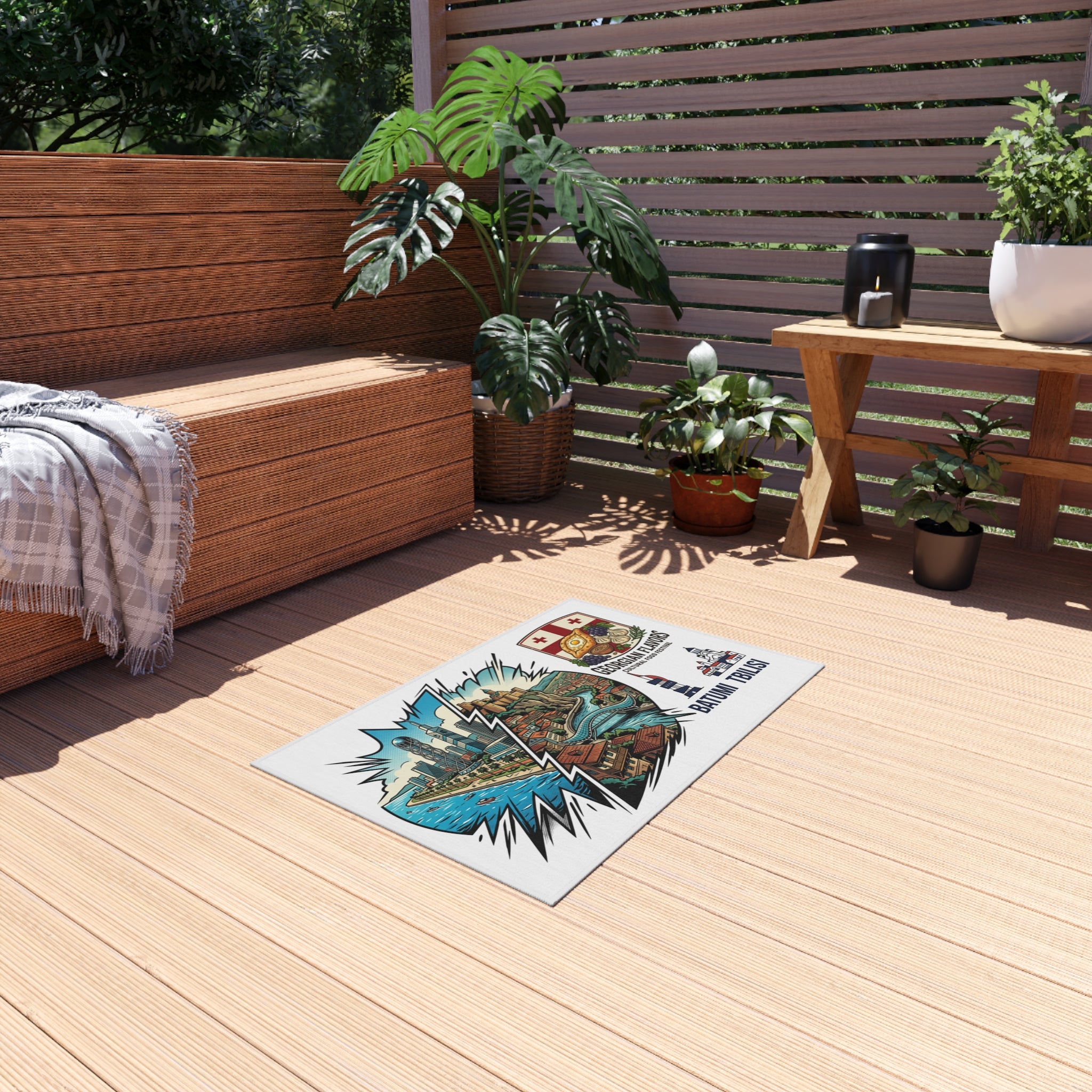 Outdoor Rug — Georgian Flavors Batumi Tbilisi Scenic Coastal Map Doormat