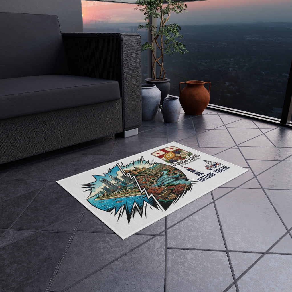 Outdoor Rug — Georgian Flavors Batumi Tbilisi Scenic Coastal Map Doormat