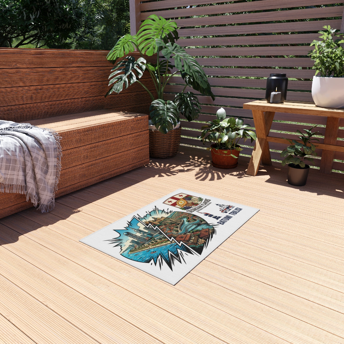 Outdoor Rug — Georgian Flavors Batumi Tbilisi Scenic Coastal Map Doormat